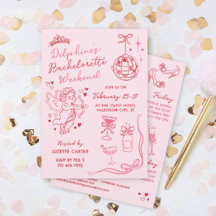 Röd Rosa Romantisk Cupid Möhippa Helg Inbjudningar