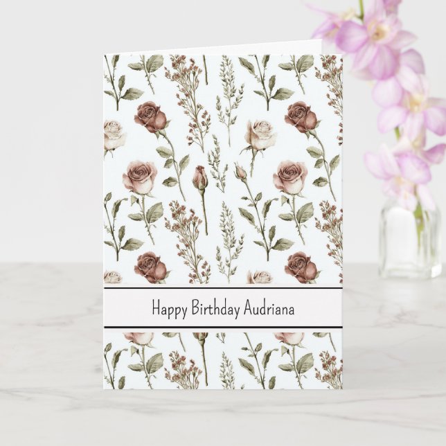 Röd Rosa Ros Blommig Födelsedag  Kort (Orkide)