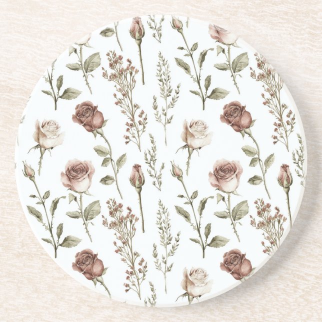 Röd Rosa Ros Blommig   Underlägg (Framsidan)