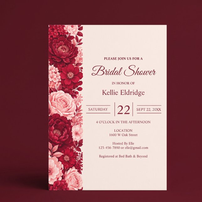 Röd Rosa Ros Bröllopsdusch Inbjudningar (Skapare uppladdad)