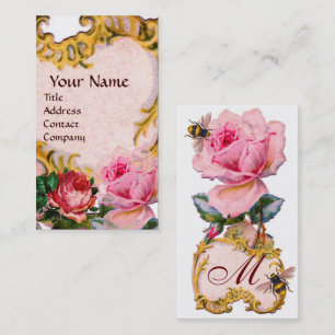 RÖD ROSA ROS OCH HONUNGA BÖTKÖPER MONOGRAM VISITKORT