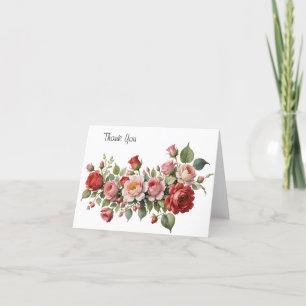 Röd-Rosa ros-svag Tack Kort