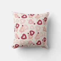 Röd rosa Sketch Hearts Mönster Fyrkantig Kudd
