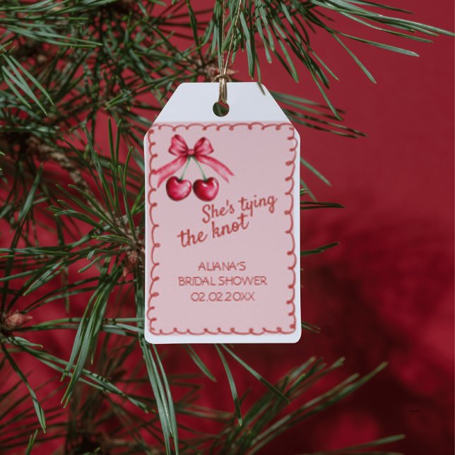 Röd Rosa Slöja Hon gifter sig Bröllopsfest Presentetikett (Skapare uppladdad)