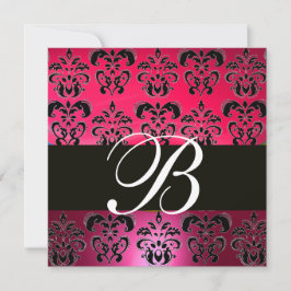 RÖD ROSA SVART DAMASK MONOGRAM fuchsia vit Inbjudningar