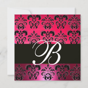 RÖD ROSA SVART DAMAST MONOGRAM fuchsia vit Inbjudningar