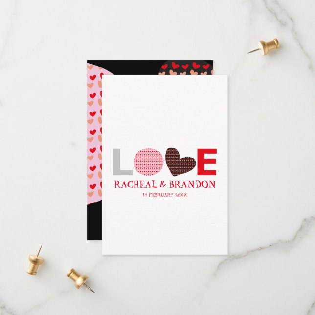 röd rosa svart hjärta kärlek brev Spara datum Datumet (Fram/Back In Situ)