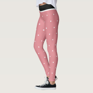 Röd Rosa Svart Vit Prickar Leggings