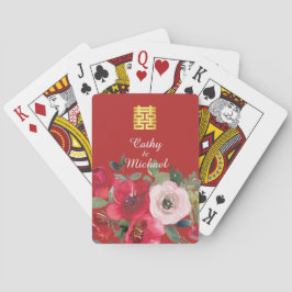 Röd rosa vattenfärgsfärg blommigt modern dubbla ly casinokort