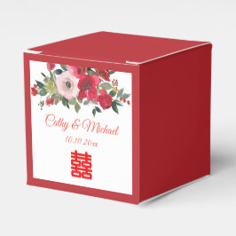 Röd rosa vattenfärgsfärgad blommigt modern kinesis presentaskar