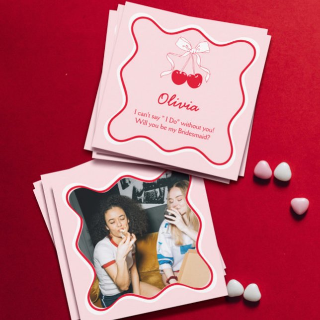 Röd Rosa Vill du vara min brudtärna Förslag Kort (Skapare uppladdad)