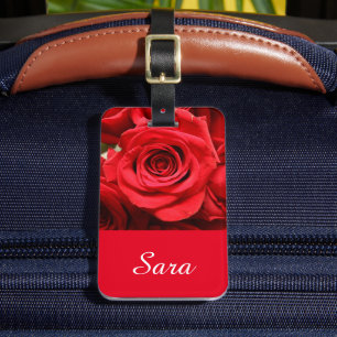 Röd rosblomma i blom Luggage Tag Bagagebricka