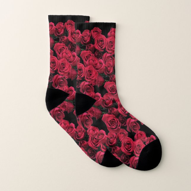 Röd rosblommigtsockor strumpor (Par)