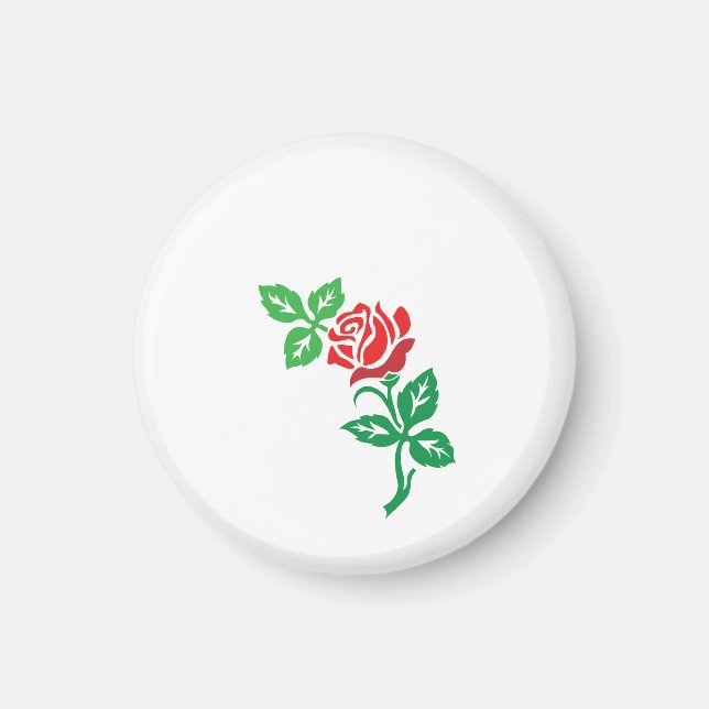 Röd rosblomsdesign – Klassisk blomsterprakt Magnet (Framsidan)