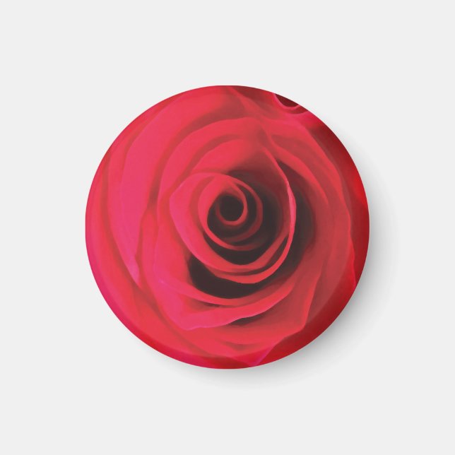 Röd rosblomsdetalj magnet (Framsidan)