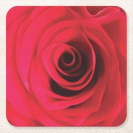 Röd rosblomsdetalj underlägg papper kvadrat