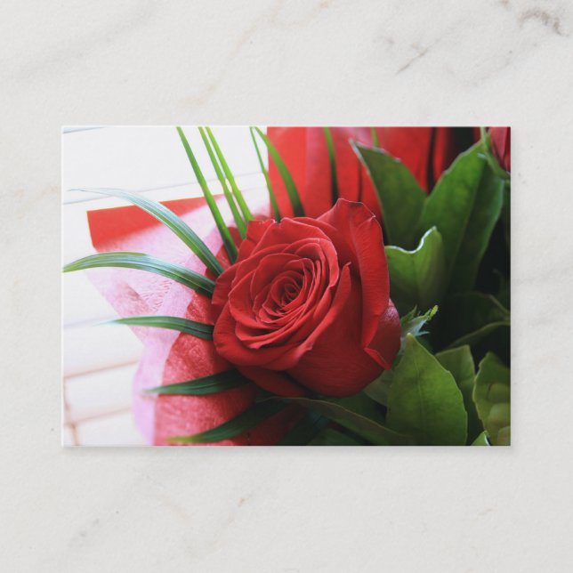 Röd rosblomsterhandlarepresentkort rabattkort (Framsida)