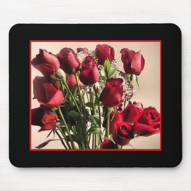 röd rosboquetmousepad musmatta (Framsidan)