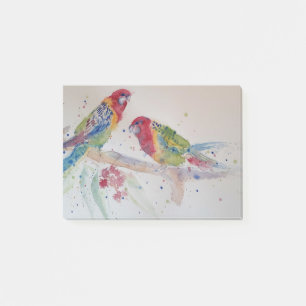 Röd Rosella Parrot, vattenfärgning Post-it Block