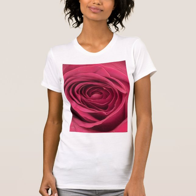 Röd Rosenknopp T Shirt (Framsida)