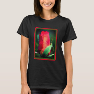 Röd Rosenknopp - vattenfärgsfärgfotoning T Shirt