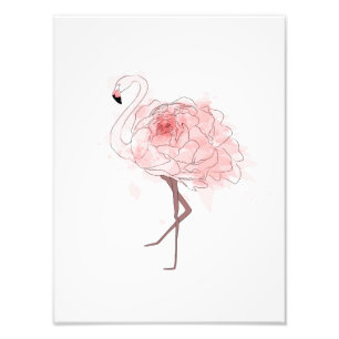 Röd rosFlamingo Fototryck