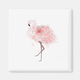 Röd rosFlamingo Magnet