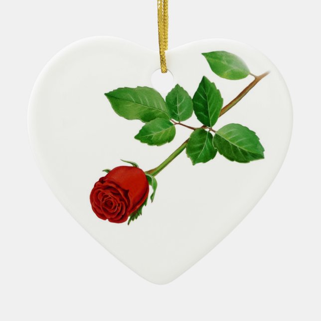 Röd rosjulprydnad julgransprydnad keramik (Framsidan)