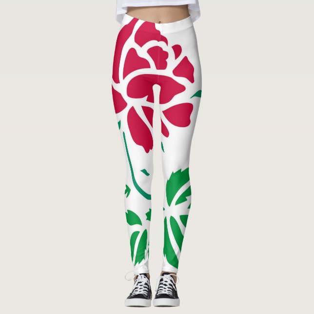 Röd roskvinna damasker leggings (Framsida)