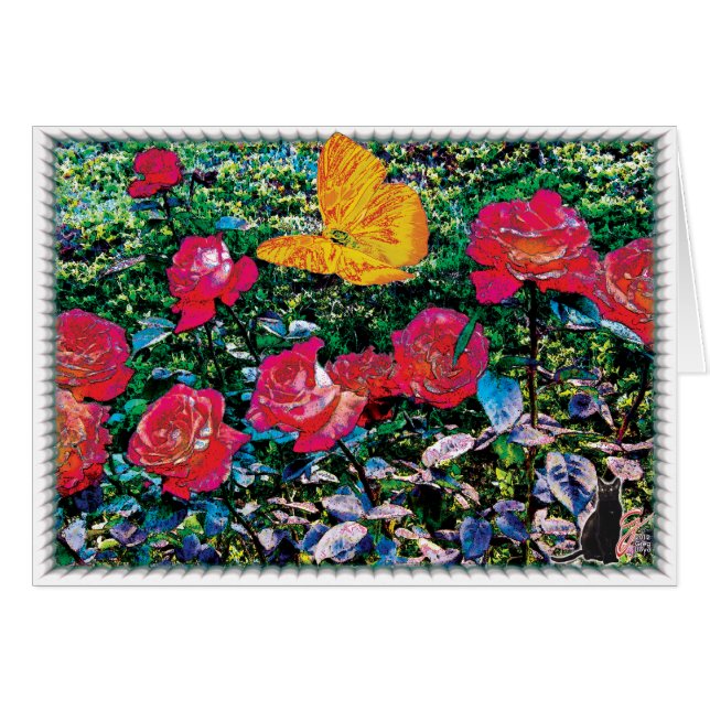 Röd rosröd ros hälsningskort (Framsidan Horizontal)