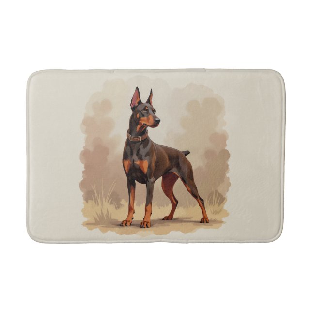 Röd Rost Brun Dobermann Pinscher Hund Badrumsmatta (Framsidan)