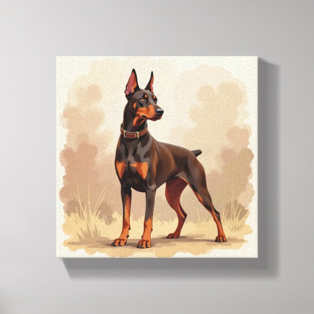 Röd Rost Brun Dobermann Pinscher Hund Canvastryck (Framsida)