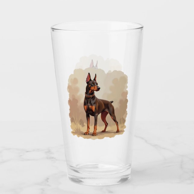 Röd Rost Brun Dobermann Pinscher Hund Glaskopp (Framsida)