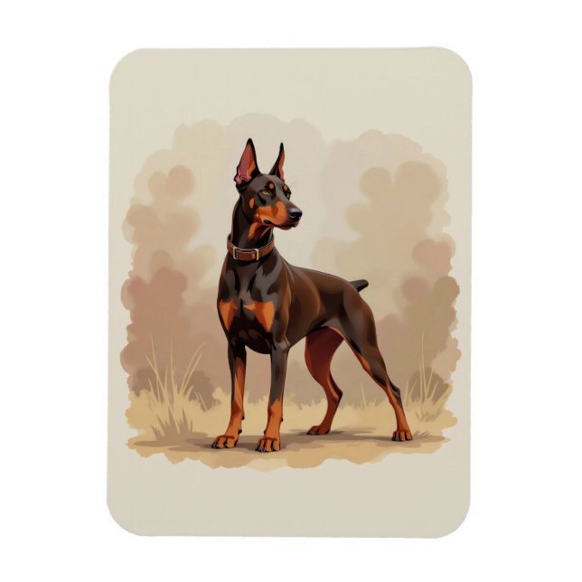 Röd Rost Brun Dobermann Pinscher Hund Magnet (Vertikal)