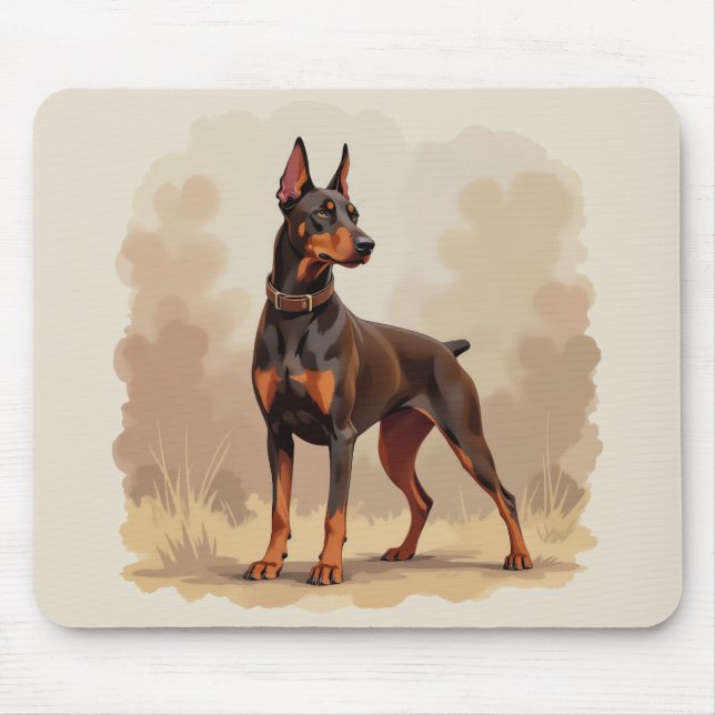 Röd Rost Brun Dobermann Pinscher Hund Musmatta (Framsidan)
