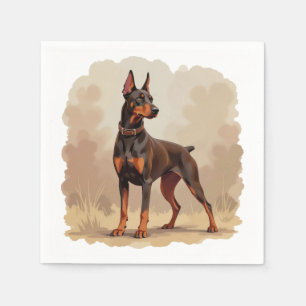 Röd Rost Brun Dobermann Pinscher Hund Pappersservett