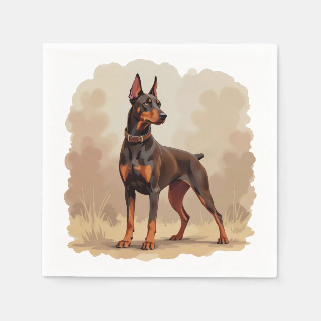 Röd Rost Brun Dobermann Pinscher Hund Pappersservett (Framsidan)