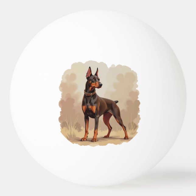 Röd Rost Brun Dobermann Pinscher Hund Pingisboll (Framsidan)