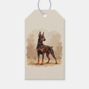 Röd Rost Brun Dobermann Pinscher Hund Presentetikett