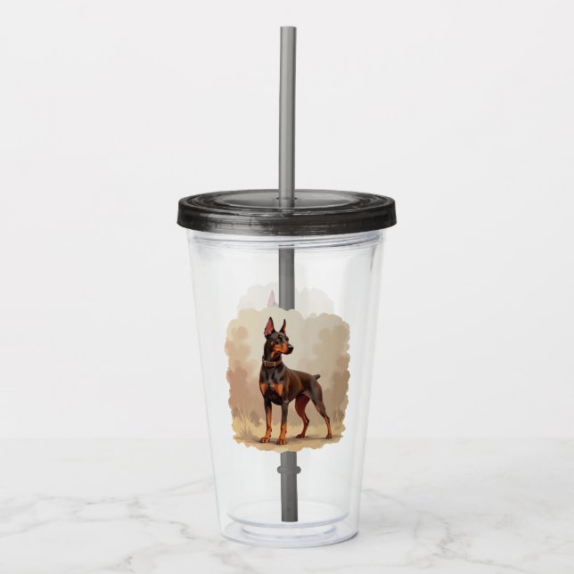 Röd Rost Brun Dobermann Pinscher Hund Take Away Mugg (Framsida)