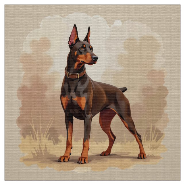 Röd Rost Brun Dobermann Pinscher Hund Tyg (Provkarta)