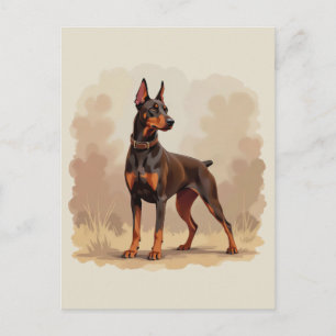 Röd Rost Brun Dobermann Pinscher Hund Vykort