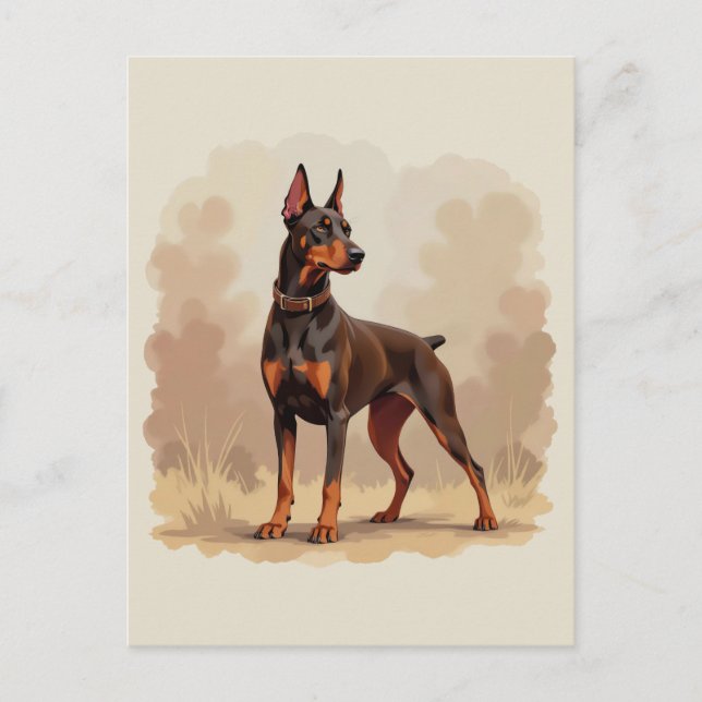 Röd Rost Brun Dobermann Pinscher Hund Vykort (Framsida)