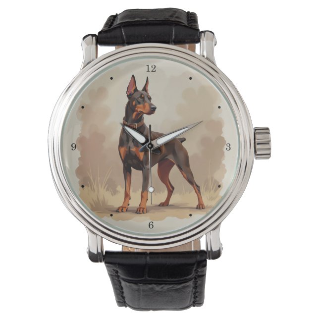 Röd Rost Brun Dobermannpinscher Hund Armbandsur (Framsida)