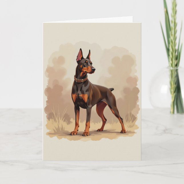 Röd Rost Brun Dobermannpinscher Hund Kort (Framsida)