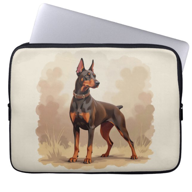 Röd Rost Brun Dobermannpinscher Hund Laptop Fodral (Framsidan)