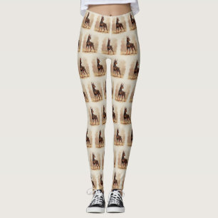 Röd Rost Brun Dobermannpinscher Hund Leggings
