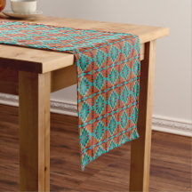 Röd Rost Orange Turkos Teal Blå Tribal Art