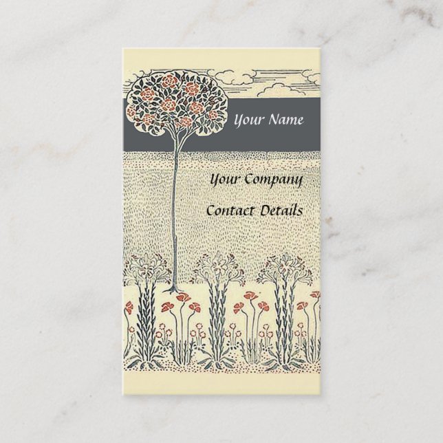 Röd rosträd med den röda blommavisitkorten visitkort (Framsida)