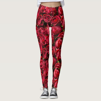 Röd rostryckdamasker leggings